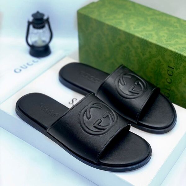 Black Gucci Interlocking G Slides – Luxury Designer Slides | KinetixLuxury Nigeria