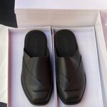 Balenciaga Black Square Toe Leather Mule