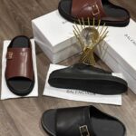 Balenciaga Buckle-Fastening Leather Slides