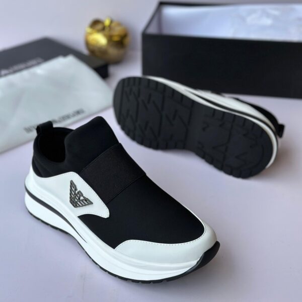 Giorgio Armani Black & White Slip-On Sneakers