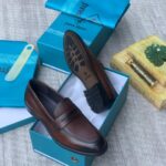Steve Riots Men’s Brown Leather Penny Loafers