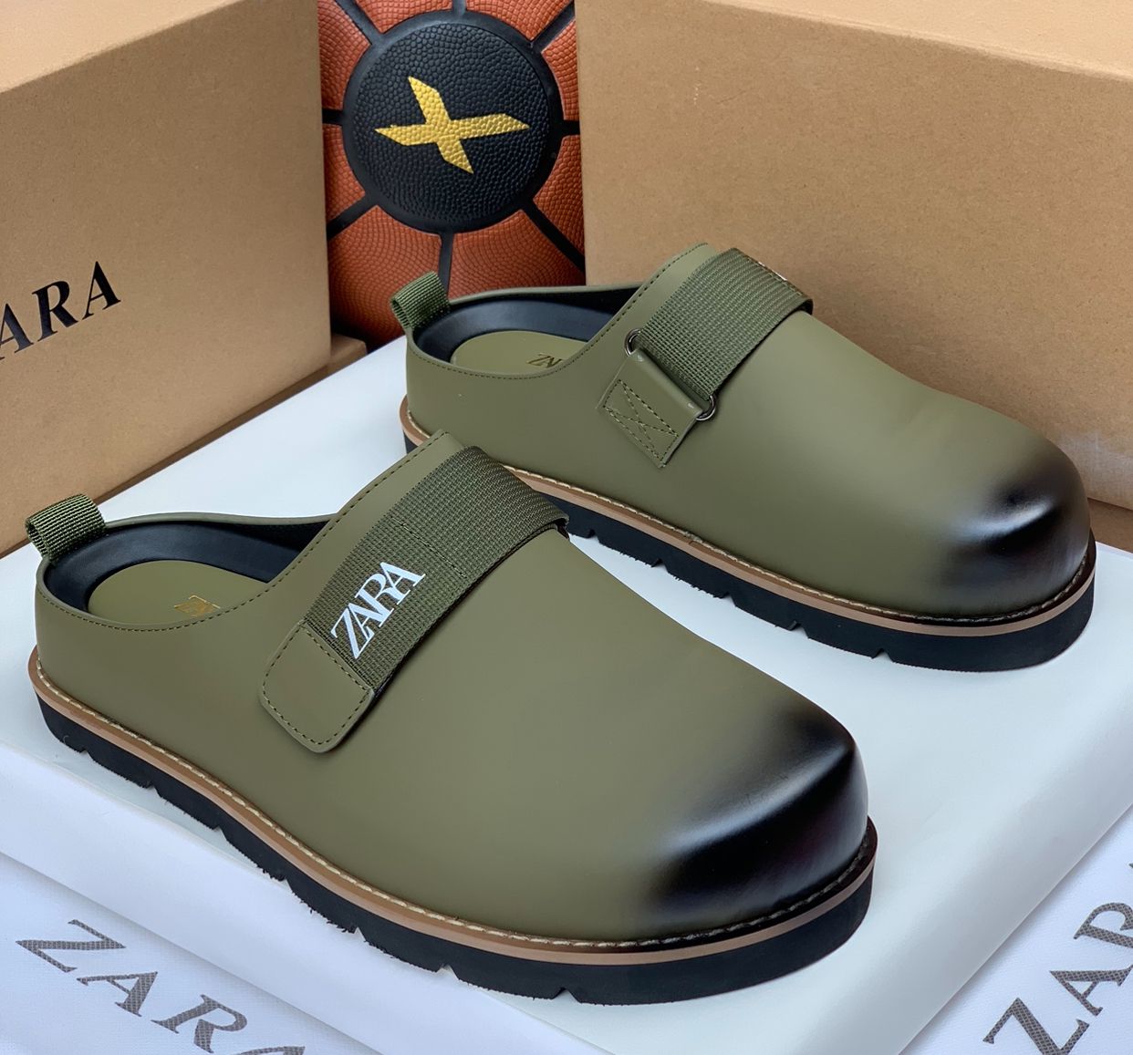 Men’s Olive Technical Mule Slip-On Sneakers