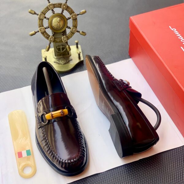 Burgundy High-Shine Leather Loafers