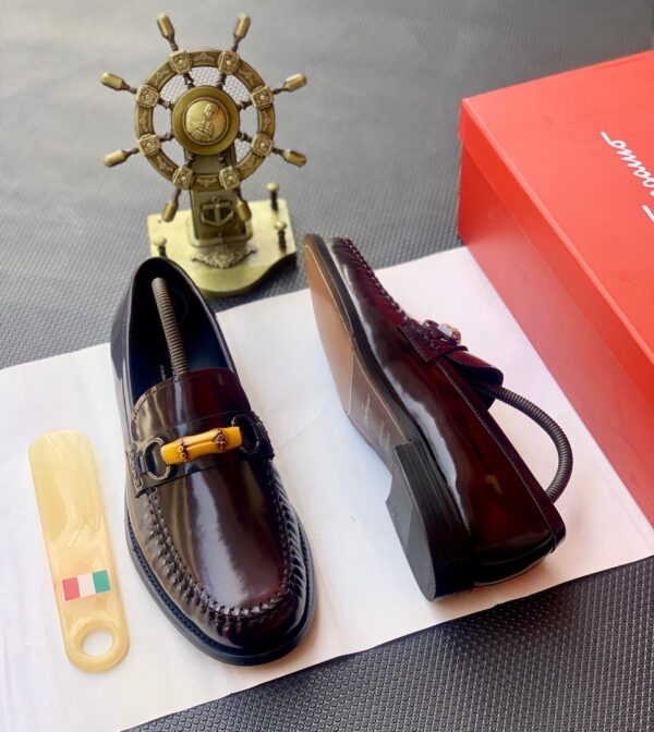 Burgundy High-Shine Leather Loafers
