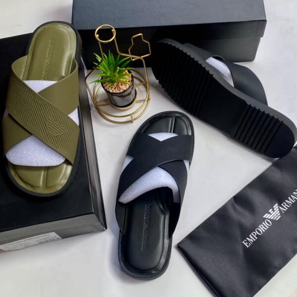 Emporio Armani Men’s Cross-Strap Sandals