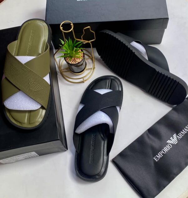 Emporio Armani Men’s Cross-Strap Sandals