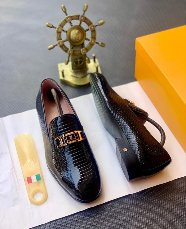 Louis Vuitton Exotic Embossed Black Loafers