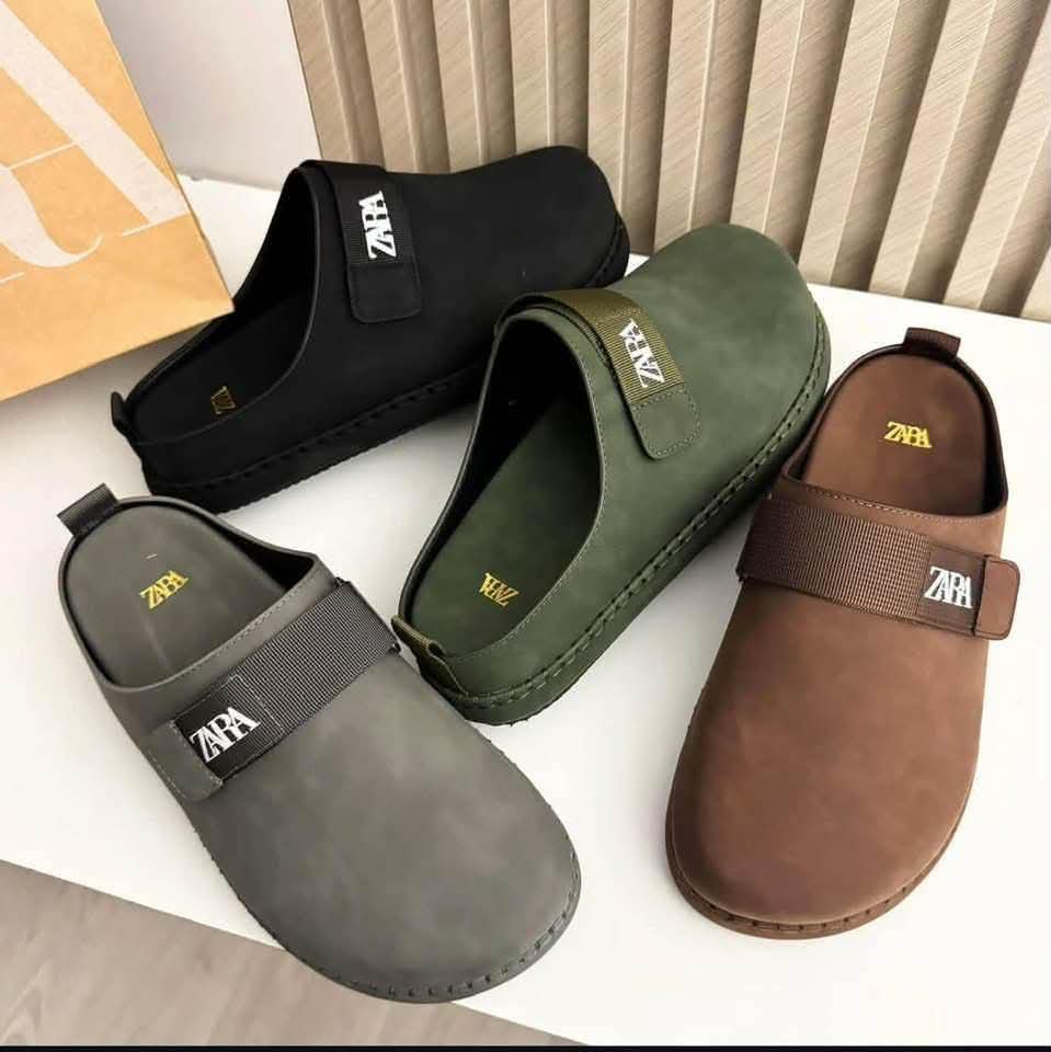 Zara Men’s Khaki Green Strap Mule Clogs