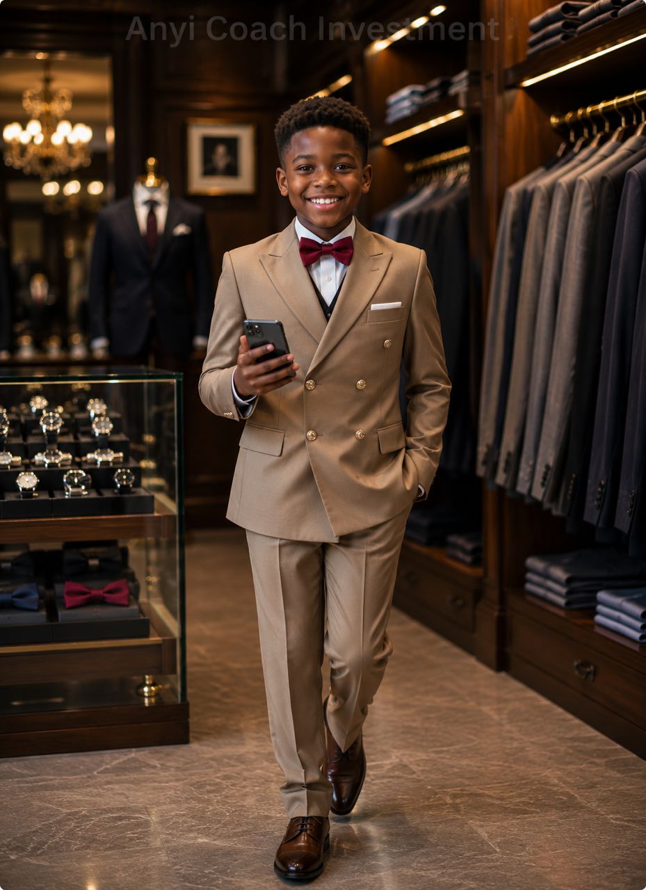 Beige, White & Red — The Boys' Tuxedo That Does It All