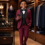 Little Legend in Burgundy — Boys' 3-Piece Tuxedo