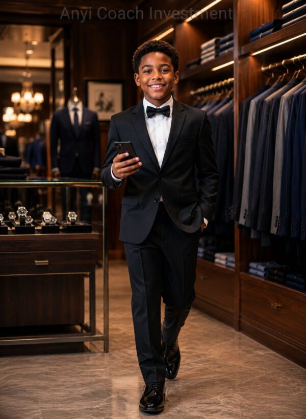 The Black Tie Standard — Boys' Satin Lapel Tuxedo & Bow Tie