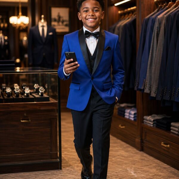 Blue, Bold & Bow-Tied — The Boys' Royal Blue Tuxedo | Kinetix Luxury