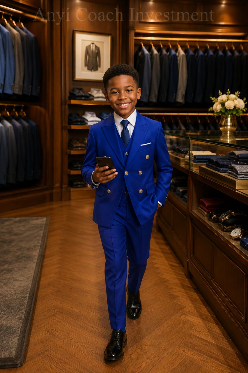 Born to Stand Out — Boys' Bright Blue Double-Breasted Suit