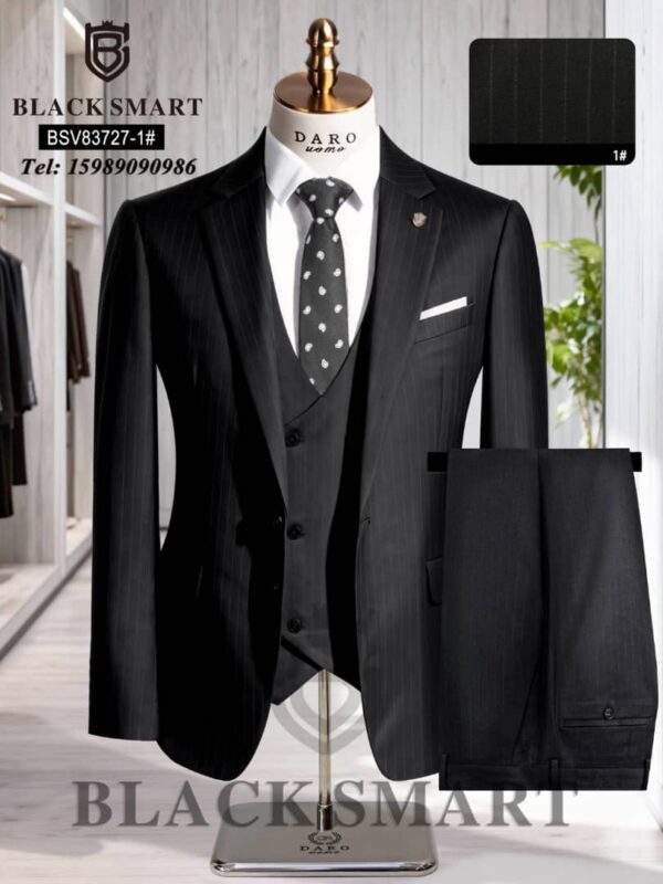The Modern Classic — Men's Black Slim-Fit Pinstripe Suit