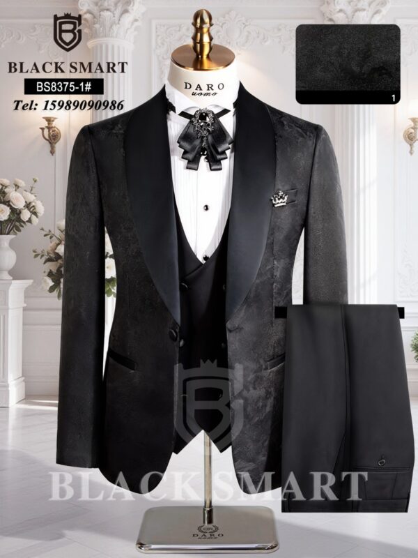 Daro Formal Suit – Black Jacquard Elegance
