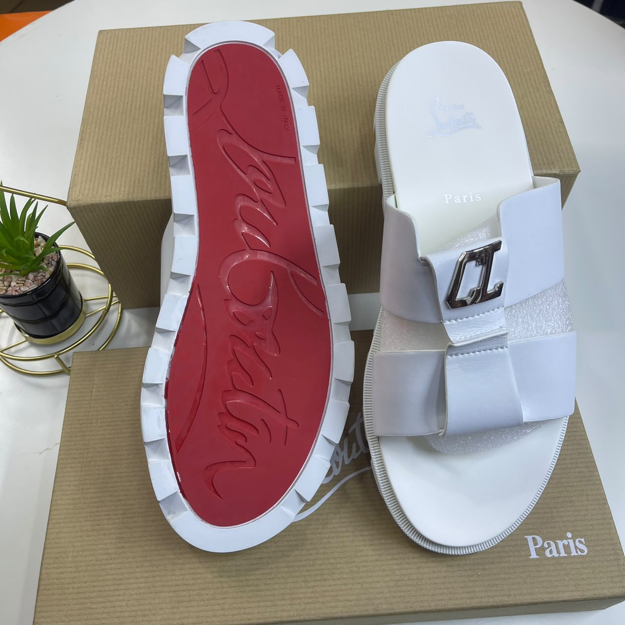 Christian Louboutin White Leather Sandals