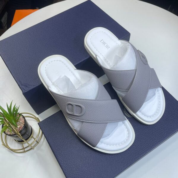 Dior Olive Grey Cross Strap Slip On Sandals