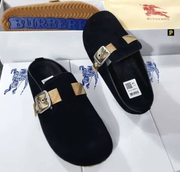Burberry Suede Urchin Clogs Black